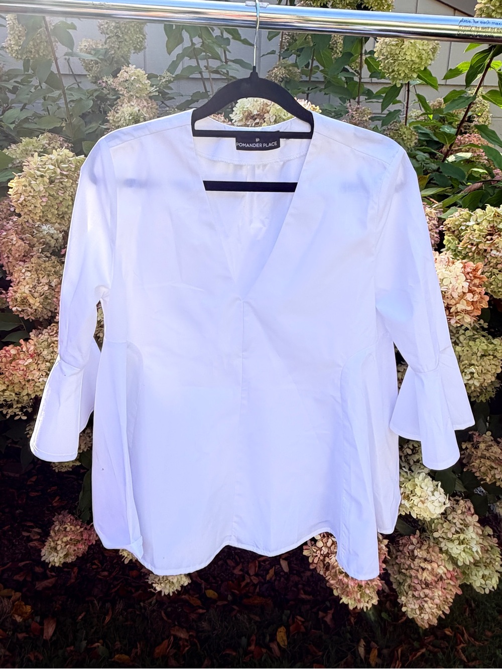Pomander Place White V-Neck Bell Sleeve Tunic